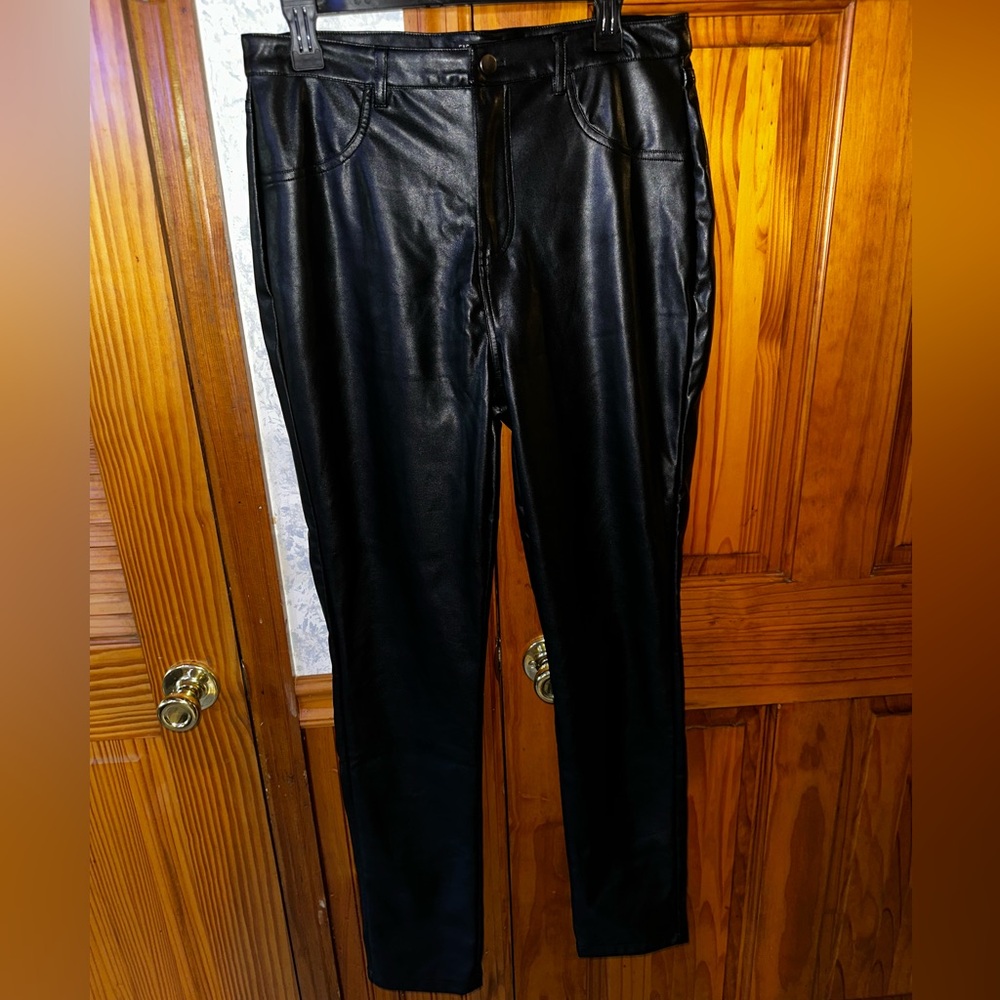 Fashion Nova Black Faux Leather Straight Leg Pants